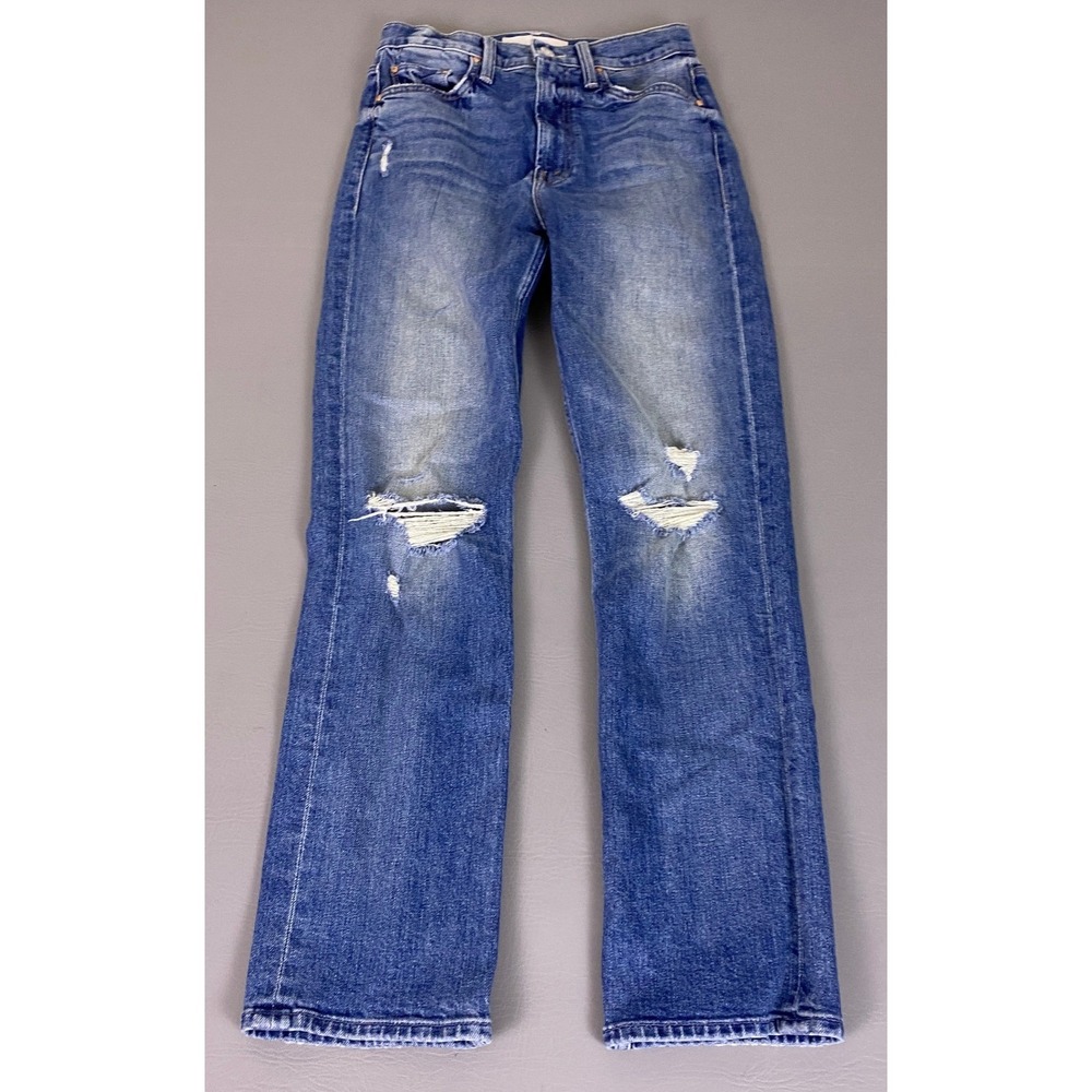 MOTHER‎ High Waisted Rider Ankle Jeans Size 25 Blue Far Beyond The Sky Distresse
